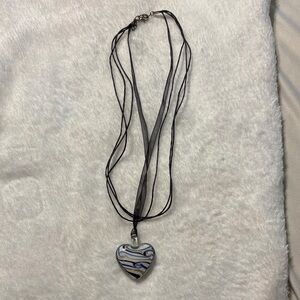 Elegant Black and Blue Heart Necklace